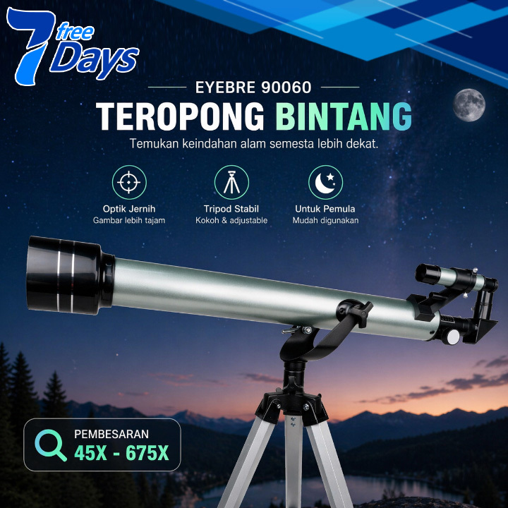 Eyebre Telescope F90060 Teropong Bintang Astronomical Telescope 675X 900/60mm - 90060 Untuk Pemula m