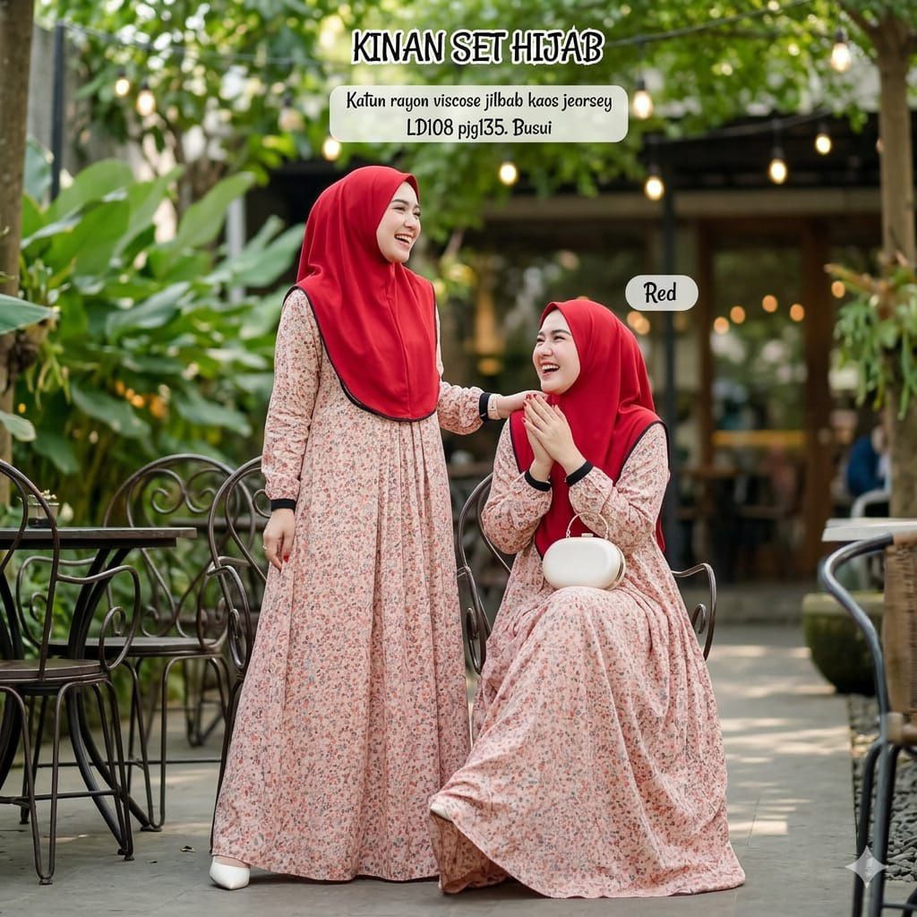 KINAN SET HIJAB | Gamis Motif | | Dress Rayon | | Maxi Hijab | | Setelan Gamis |