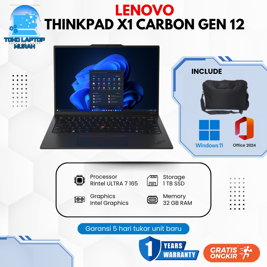 Lenovo Thinkpad X1 Carbon G12 Ultra 7 165 32GB 1TB SSD W11 14.0"