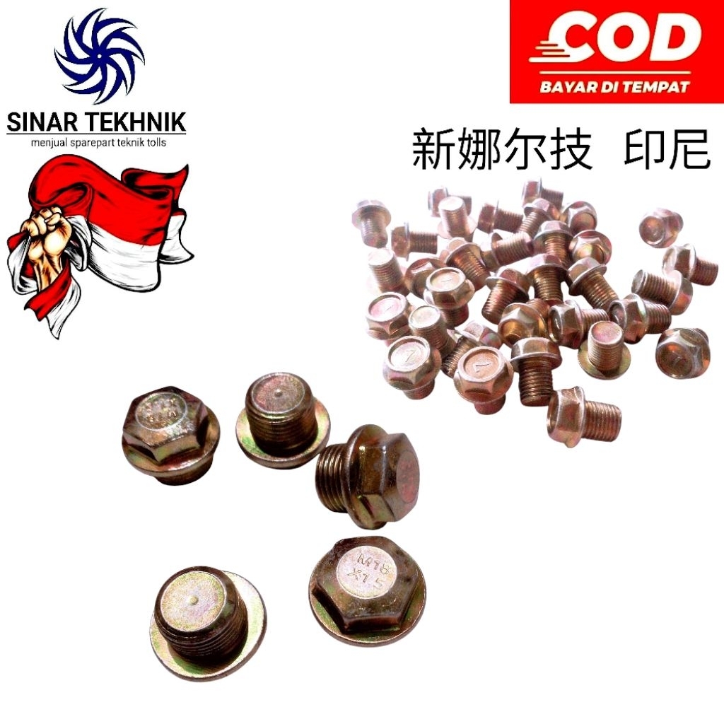 Baut Tutup Oli set Ring M12x1.5/M20x1.5/M27x1.5/M30x1.5 Baut Pembuangan Oli Mesin