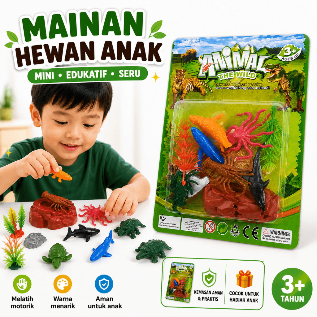 Mainan Hewan Laut SNI Animal The SEA Mini- Mainan Edukasi Anak Sea Animal Mini Karet SI - Mainan Ana
