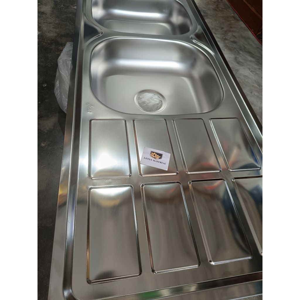 BCP 2 lubang sayap / Bak cuci Piring 2 lobang 120x50x12 / Bak cuci piring 2 lubang + sayap + Afur + 