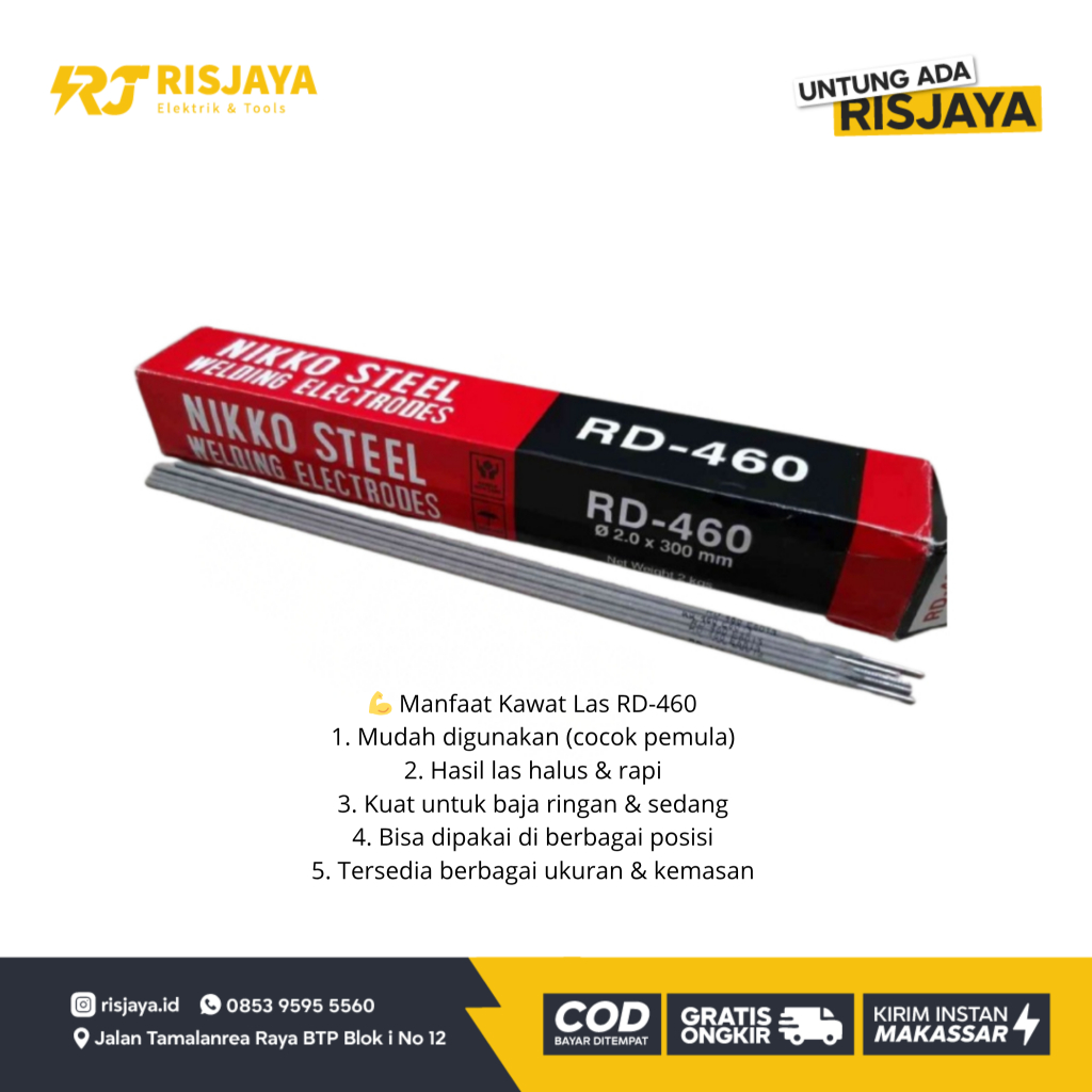 Kawat Las Nikko Steel RD-460 2.0mm 2.6mm 1kg 2kg 5kg | Kawat Las Elektroda Nikko Steel | Kawat Las L