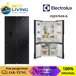 Electrolux Kulkas Multidoor 4 Pintu EQE5760B-B 634L Inverter, Water dispenser, AutoIce, MultiChill, 