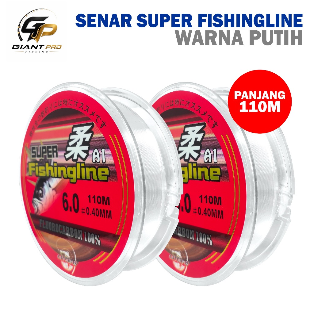GiantProFishing Tali Pancing 110m Senar Pancing Kuat Bahan Nilon Transparan Senar Super Fishing Line