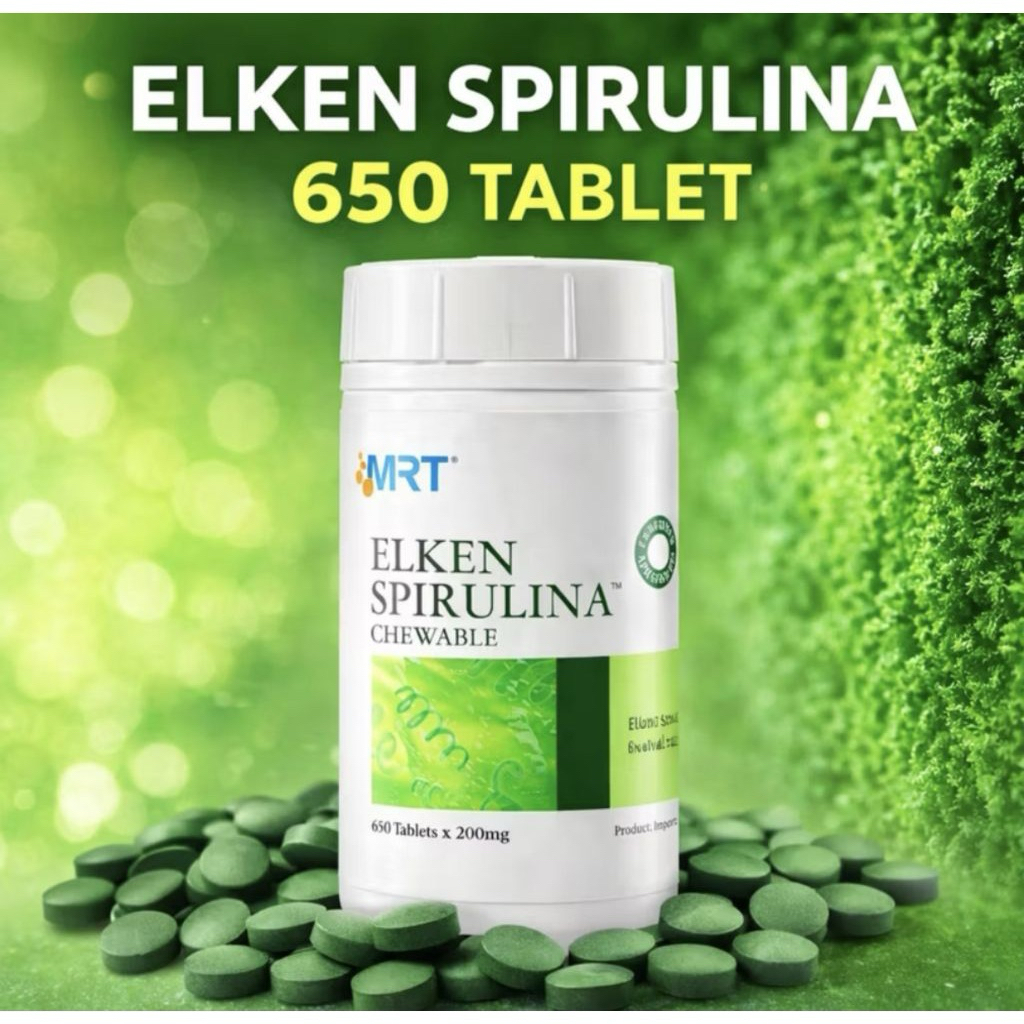 Elken Spirulina 650 Tablets - Suplemen Kesehatan Alami Original 100%