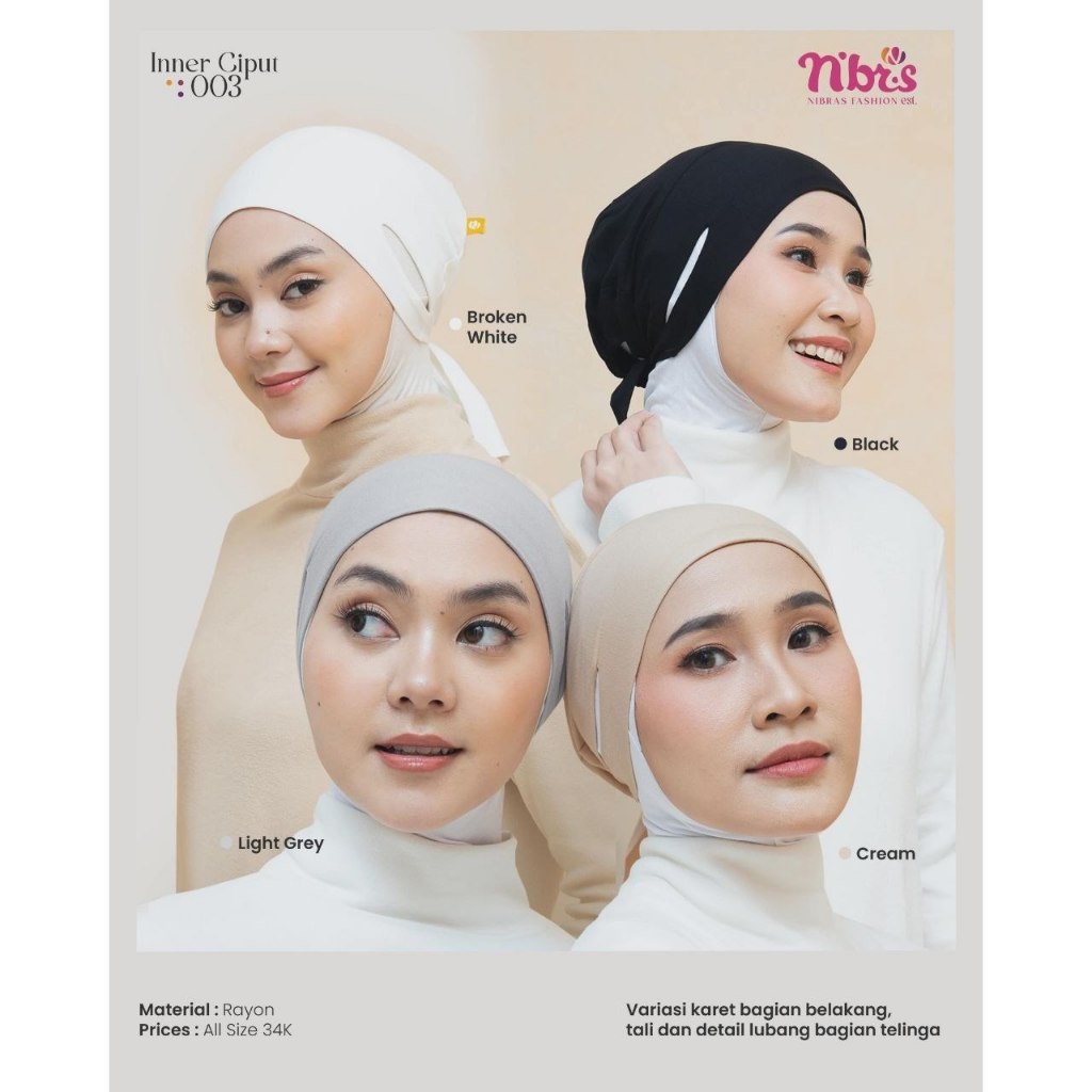 INNER CIPUT 003 CIPUT INNER HIJAB CIPUT TELINGA CIPUT RAYON DALAMAN HIJAB