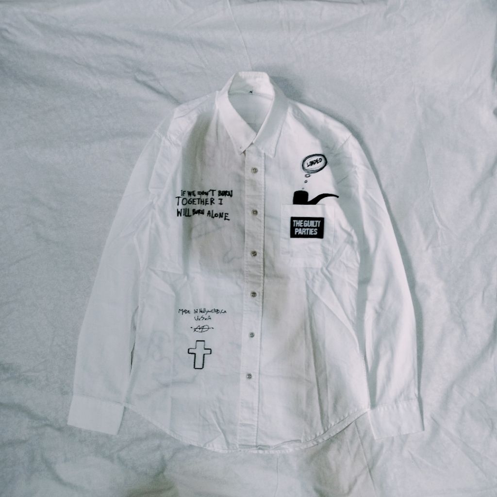 flannel shirt Japanese the Guilty parties wacko Maria white Fashion Kemeja Pria