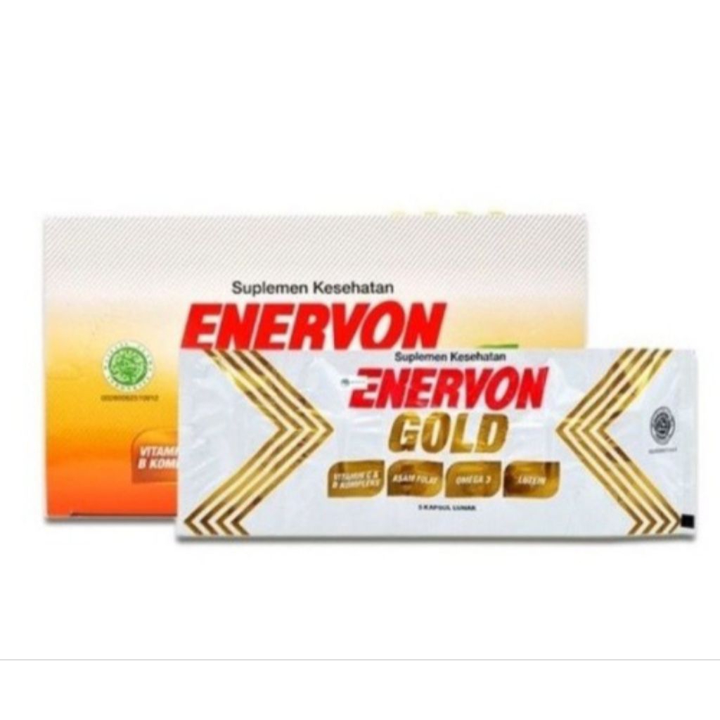 SATU BOX ENERVON GOLD ISI 50 KAPSUL LUNAK MULTIVITAMIN AMAN DI LAMBUNG C B KOMPLEKS ASAM FOLAT OMEGA