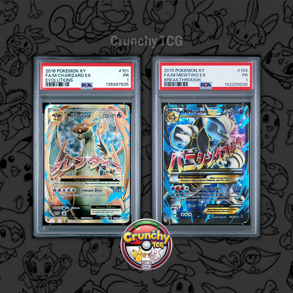 [BUNDLE 2 CARDS] PSA 1 - M Charizard ex #101 & M Mewtwo ex #159 Evolutions Pokemon XY - Kartu Pokemo