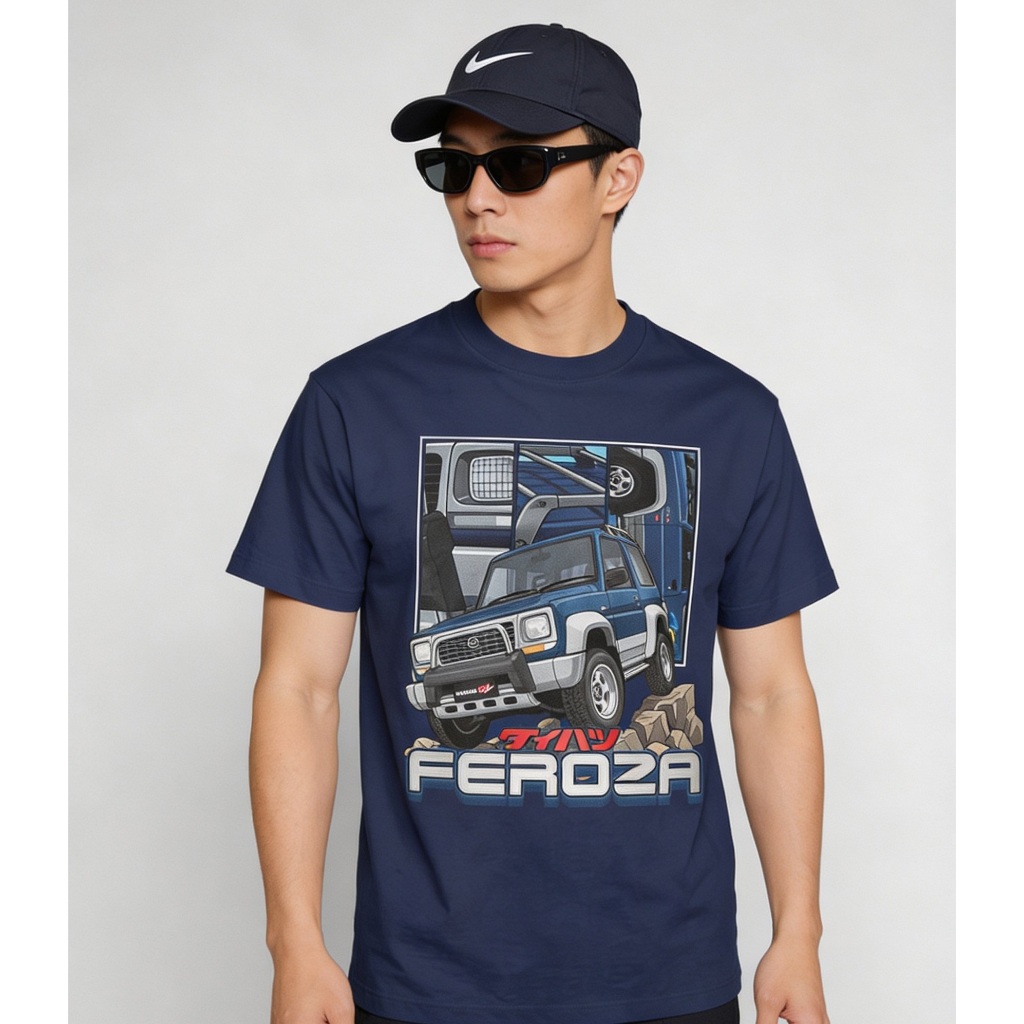 Tshirt Kaos Feroza Grafik Katun 24s / Atasan Baju Pria Feroza Jeep Grafik