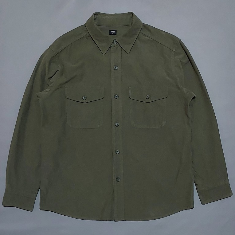 Ready L Overshirt Outer Uniqlo Original - Green Army