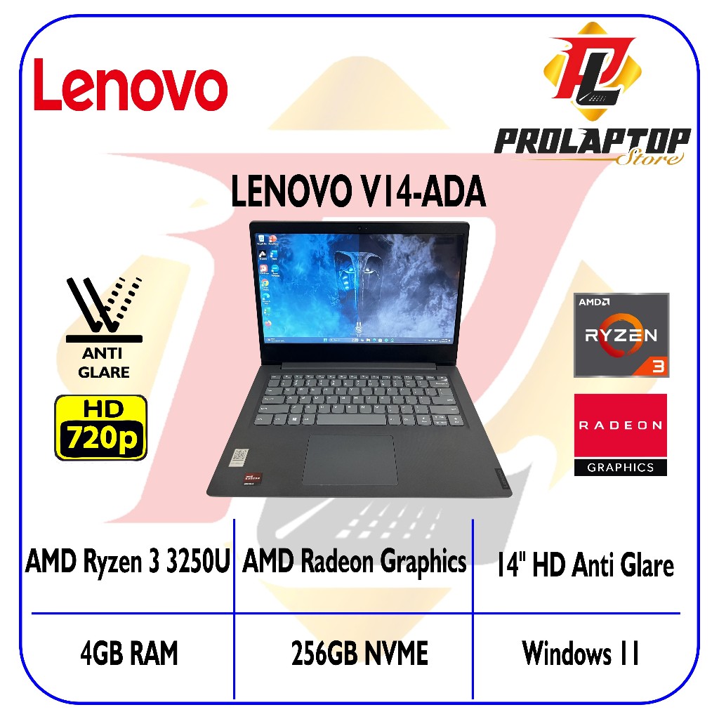 Lenovo V14-ADA AMD Ryzen 3 3250U RAM 4GB SSD NVME 256GB 14" HD Anti Glare