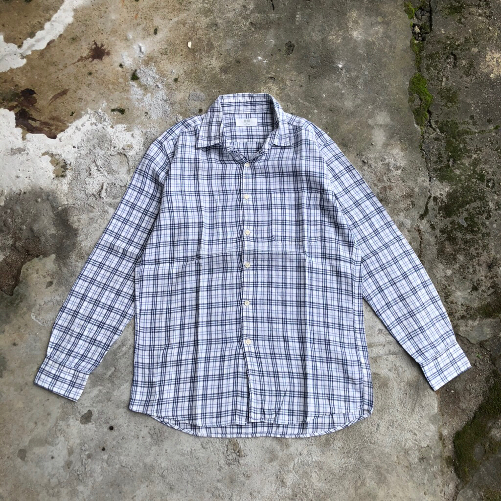 Kemeja linen uniqlo stripes pocket ( second/bekas )