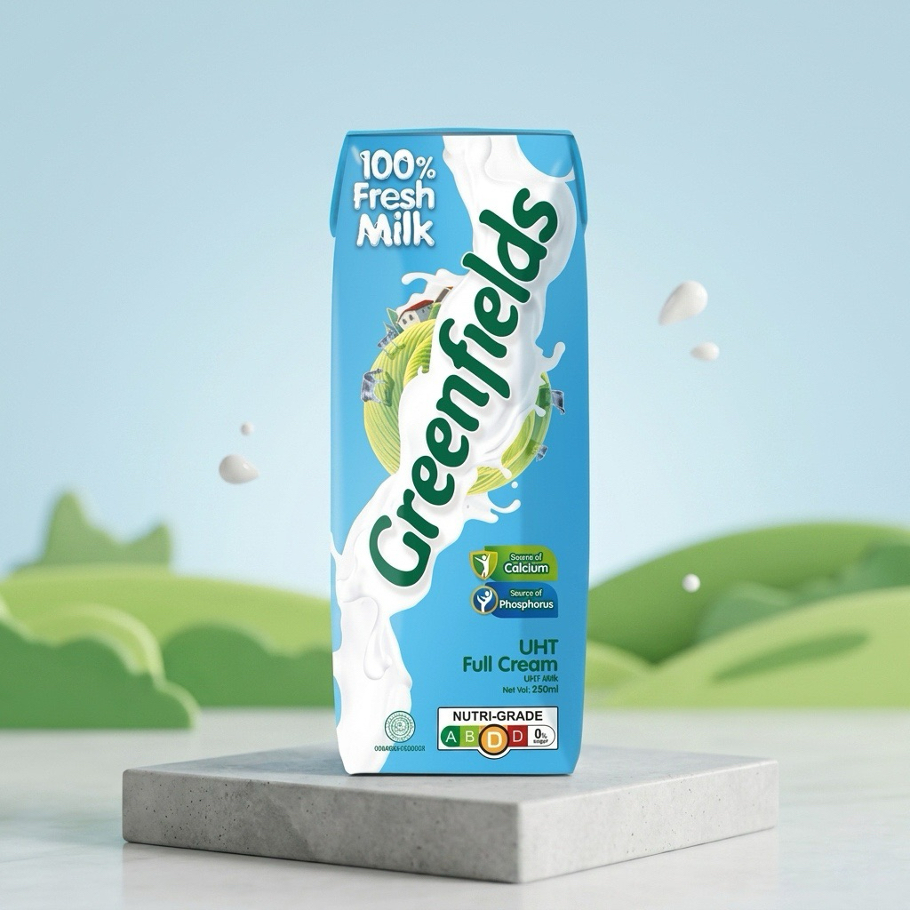 Greenfields UHT Full Cream Milk 250ml - Susu UHT 100% Fresh Milk