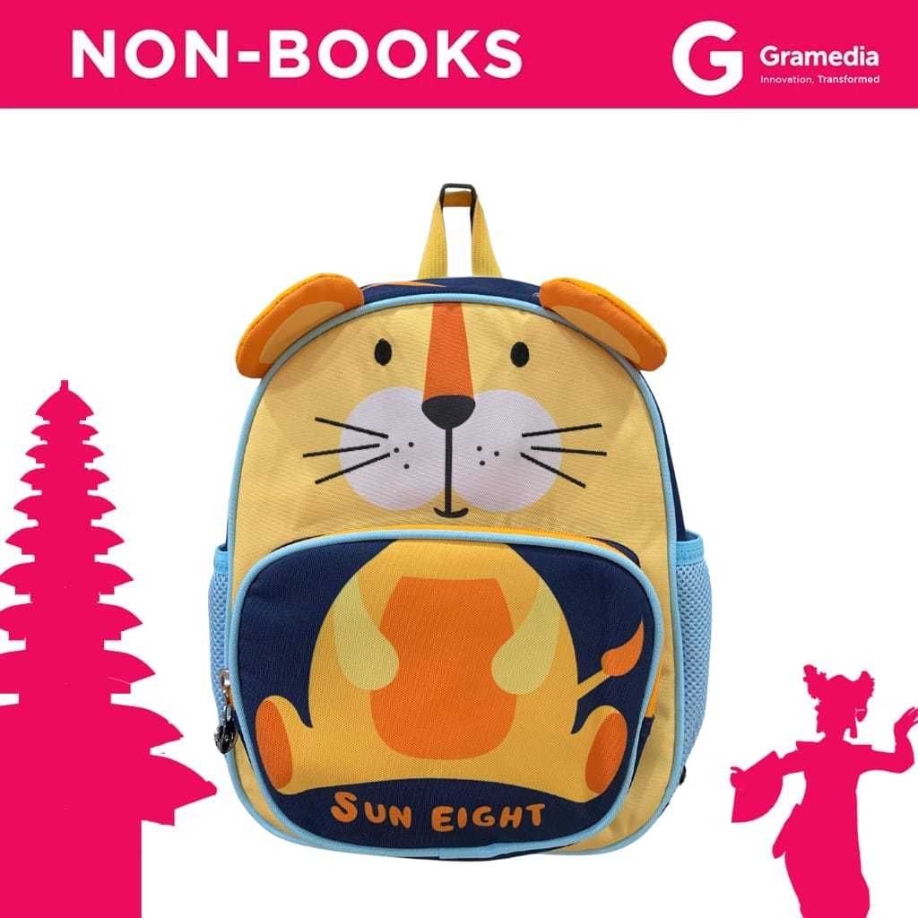 Gramedia Bali - OSB - Snoop It B/Pack Kids Mix Animal Singa / Tas Backpack Sekolah Anak