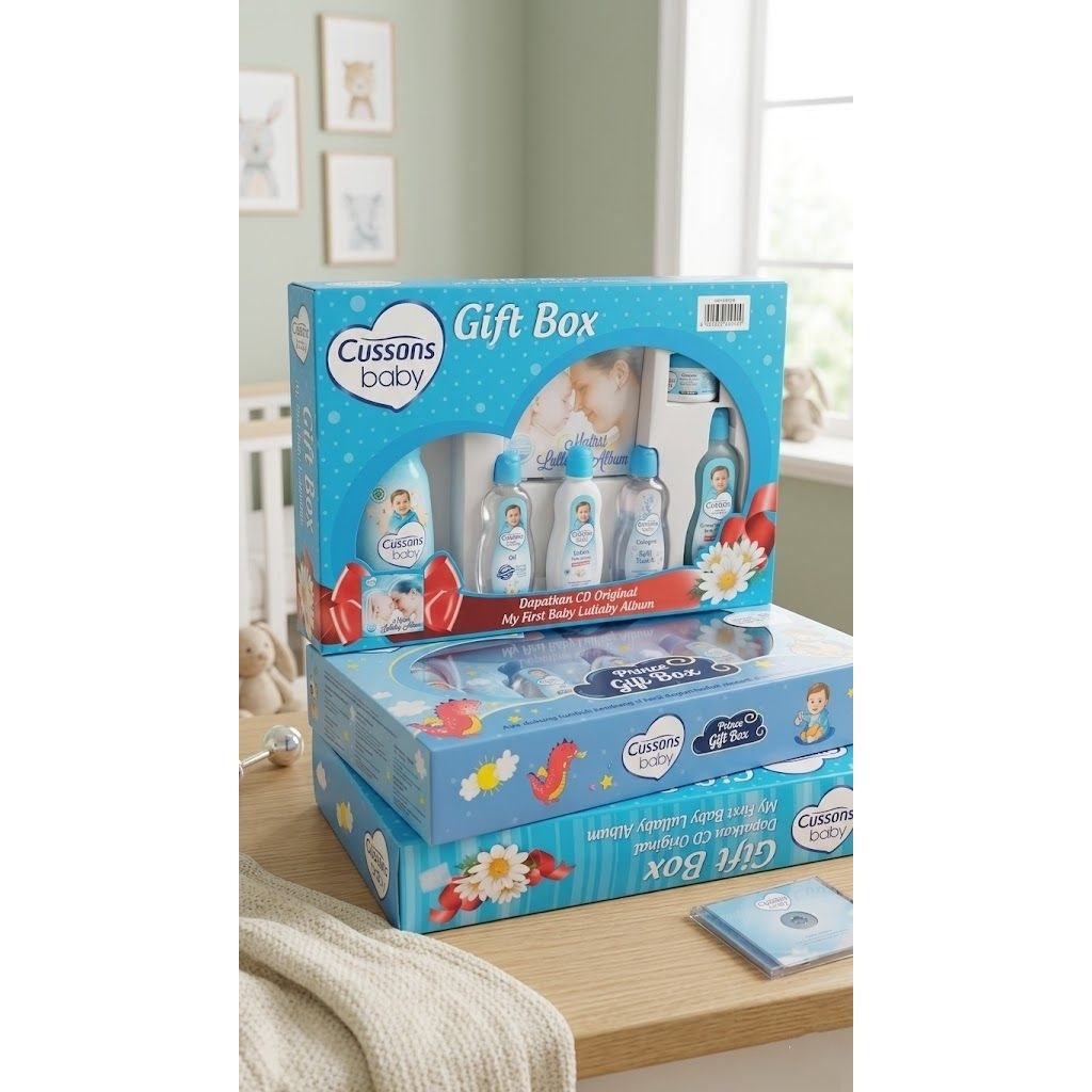 Cussons Baby Gift Box - Paket Lengkap Perawatan Bayi dapat VCD MUSIK untuk melatih otak obral pengab