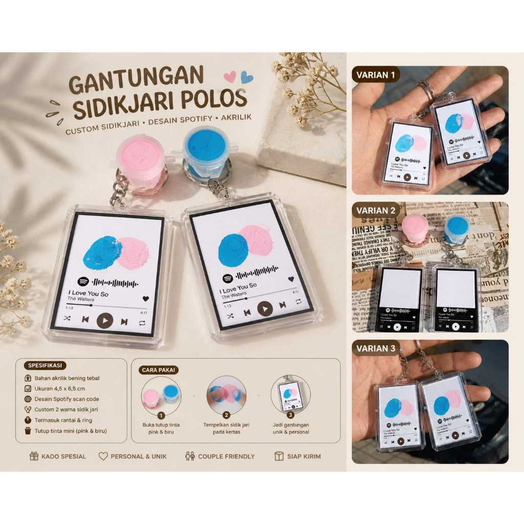 1 hari kirim/gantungan kunci sidik jari/keychain sidik jari/spotify/souvenir
