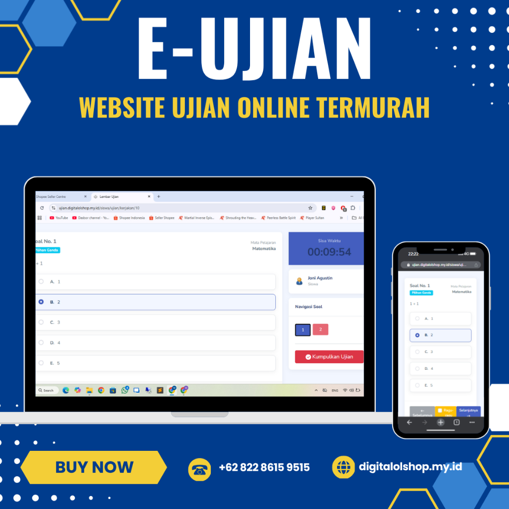 Website E-Ujian Termurah, di Lengkapi ExamBrowser Anti Kecurangan