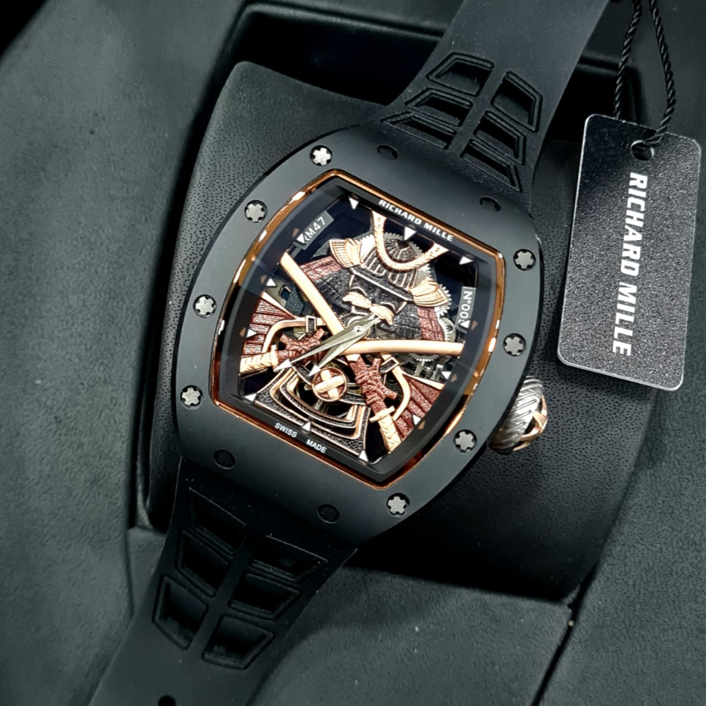 jam tangan pria luxury model kotak SWISS RM Samurai 47MM Tourbillon Automatic
