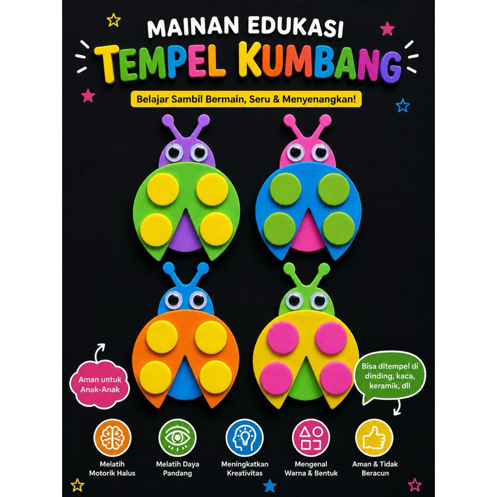 edukasi anak sticker dinding eva foam karakter