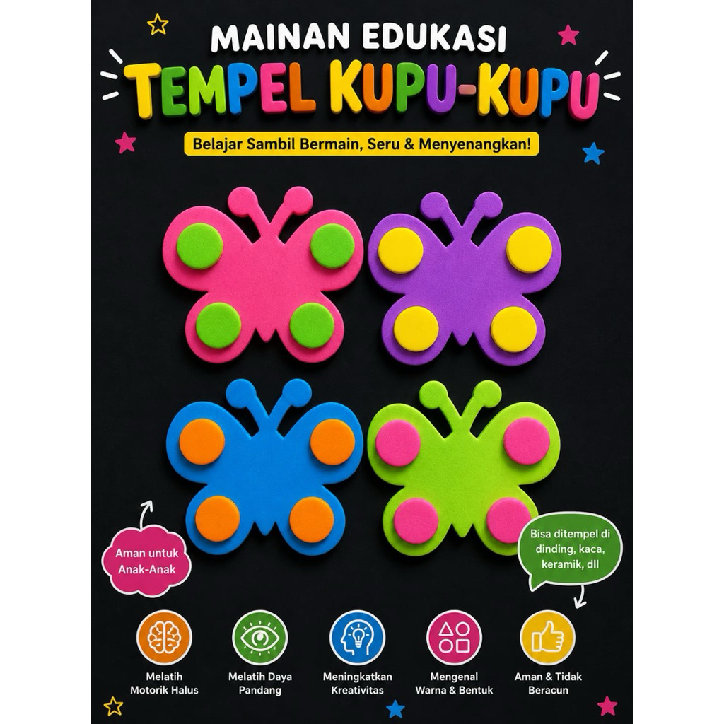edukasi anak sticker dinding eva foam karakter