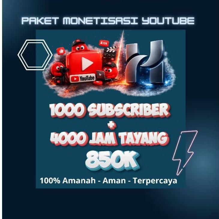 Paket Lengkap Monetisasi 1k Subscriber (real human) dan 4k Jam Tayang - Aman untuk monetisasi (BERGA