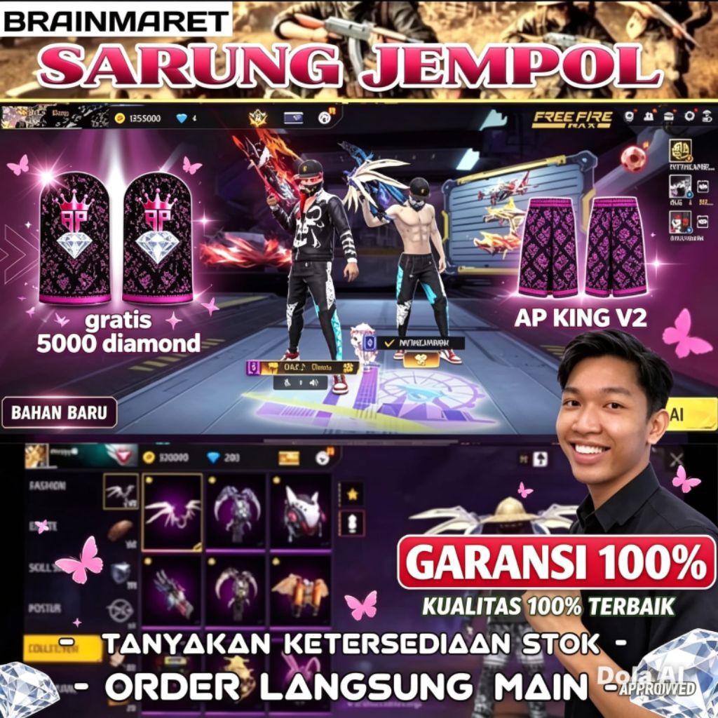SARUNG JEMPOL AP KING V2 PLES AKUN FF GRATIS 5000 DIAMOND