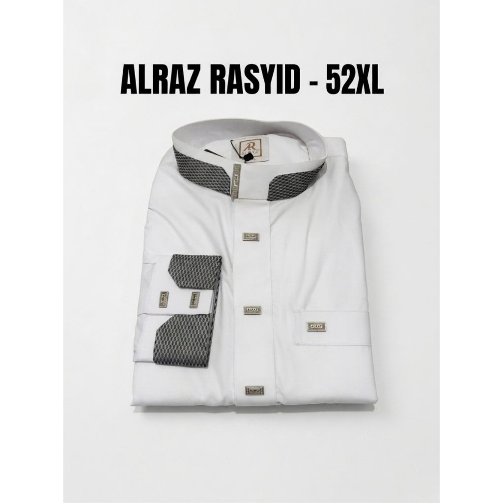 JUBAH ALRAZ RASYID PUTIH KATUN PREMIUM - Gamis Pria Saudi Alraz Almakky Store