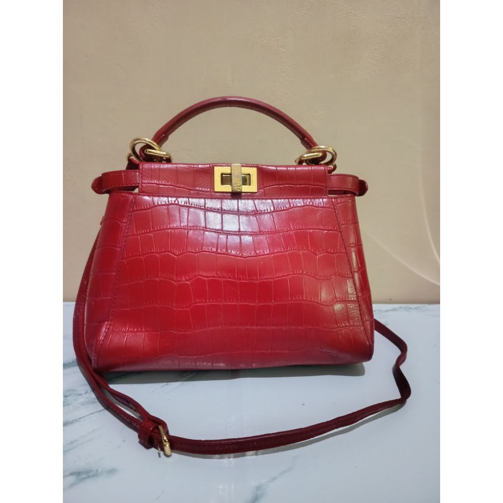fendiii peekaboo croco preloved bag