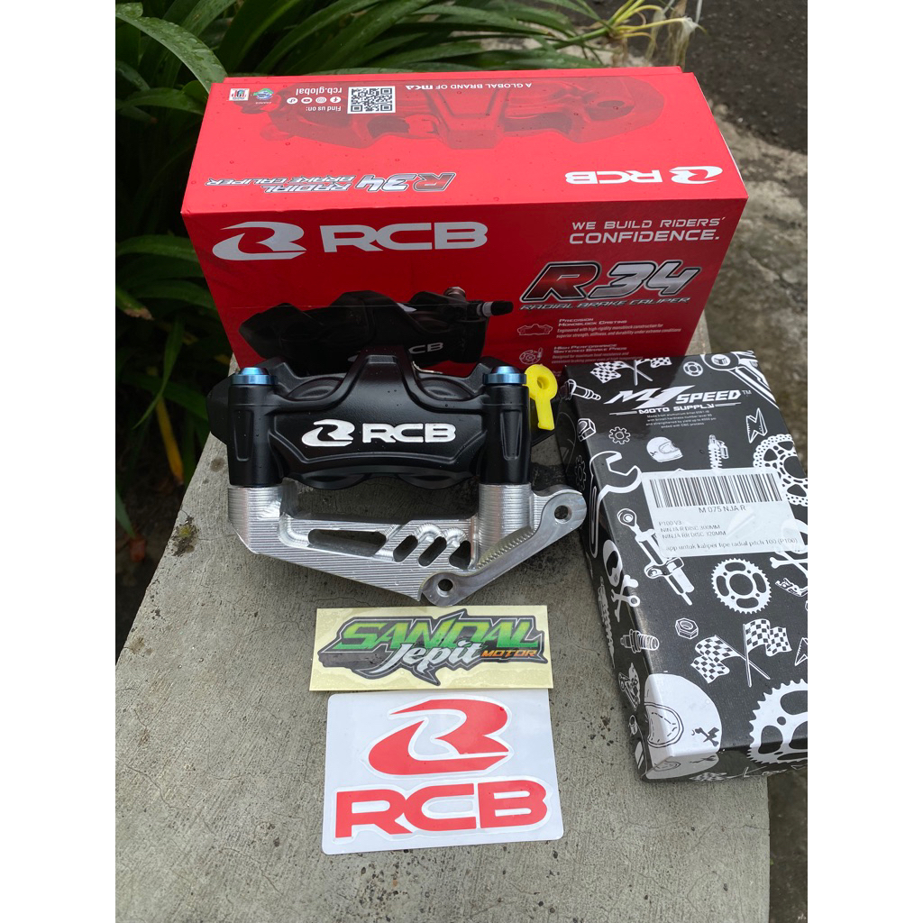 KALIPER RCB 4 PISTON RADIAL MONOBLOCK R34 SET BREKET NINJA R RR SS KALIPER RCB MONOBLOCK P100 PITCH 