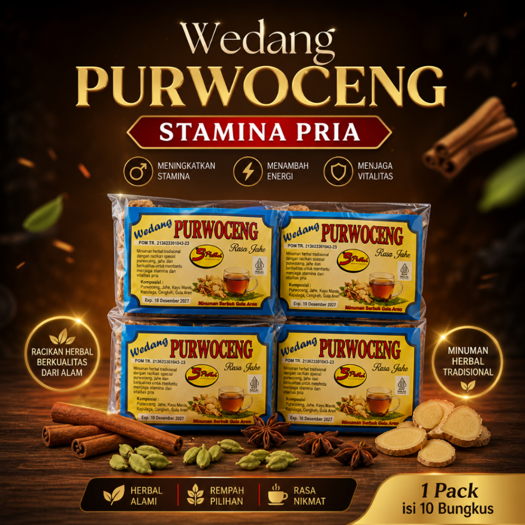 Wedang Rempah Purwaceng Khas Dieng Original  1 Pack Isi 10 Sachet Dari Akar Purwaceng Asli