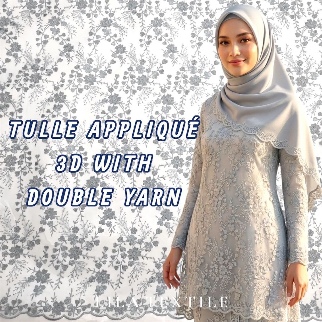 Tile premium Aplikasi 3D ( HARGA PER SETENGAH METER) untuk kebaya, varaisi dress, gaun