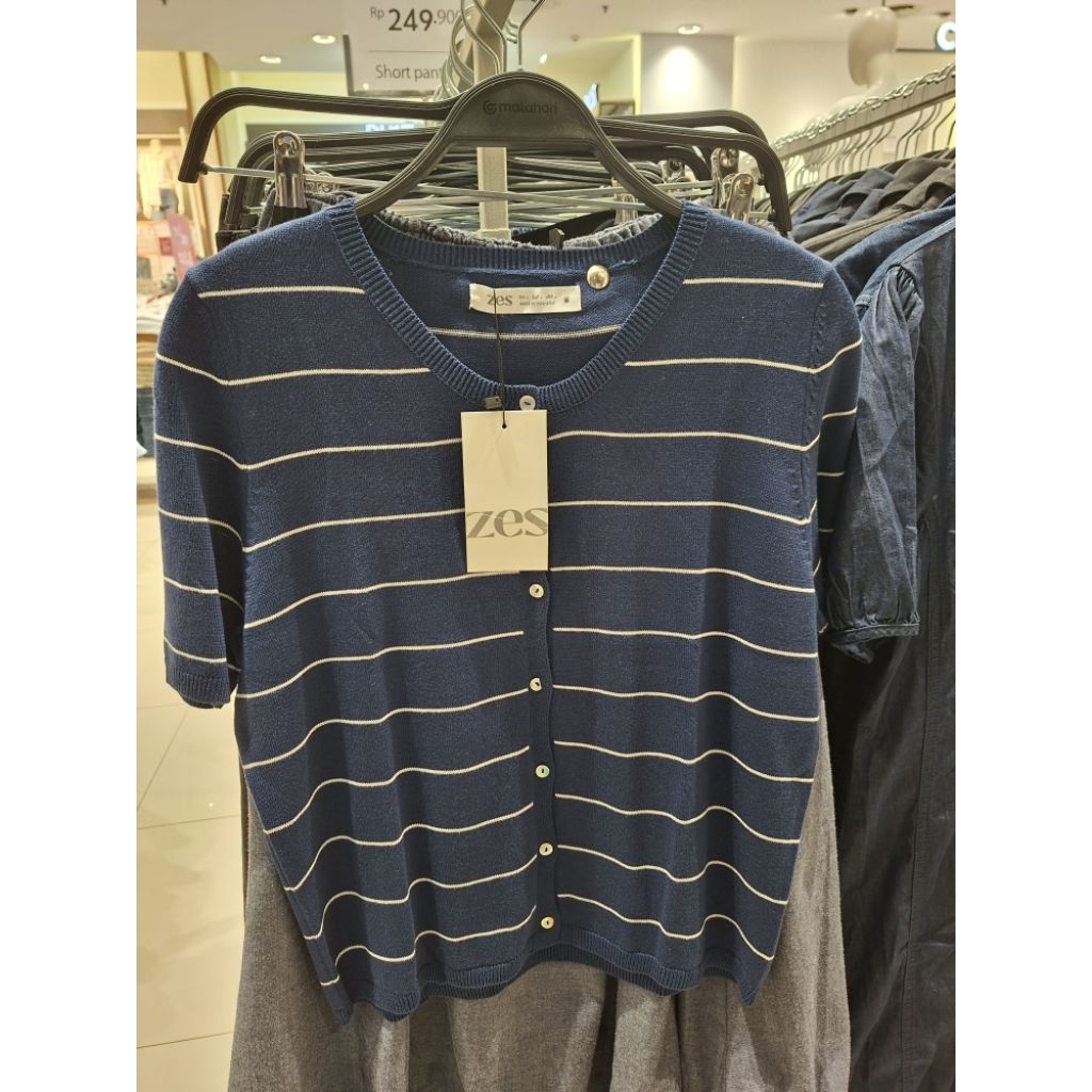ZES Cardigan rajut lengan pendek size S M L XL