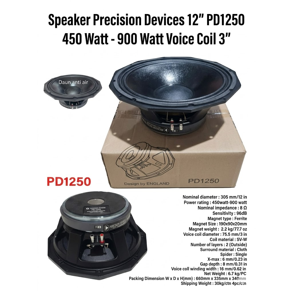 Speaker Precision Devices PD1250 12 Inch Voice Coil 3 Inch / Speaker PD1250 Speaker 12 Inch PD 1250