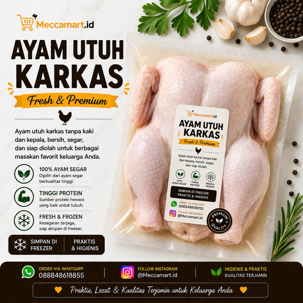 DAGING AYAM BROILER FRESH/DAGING AYAM KARKAS 0,6-0,7kg
