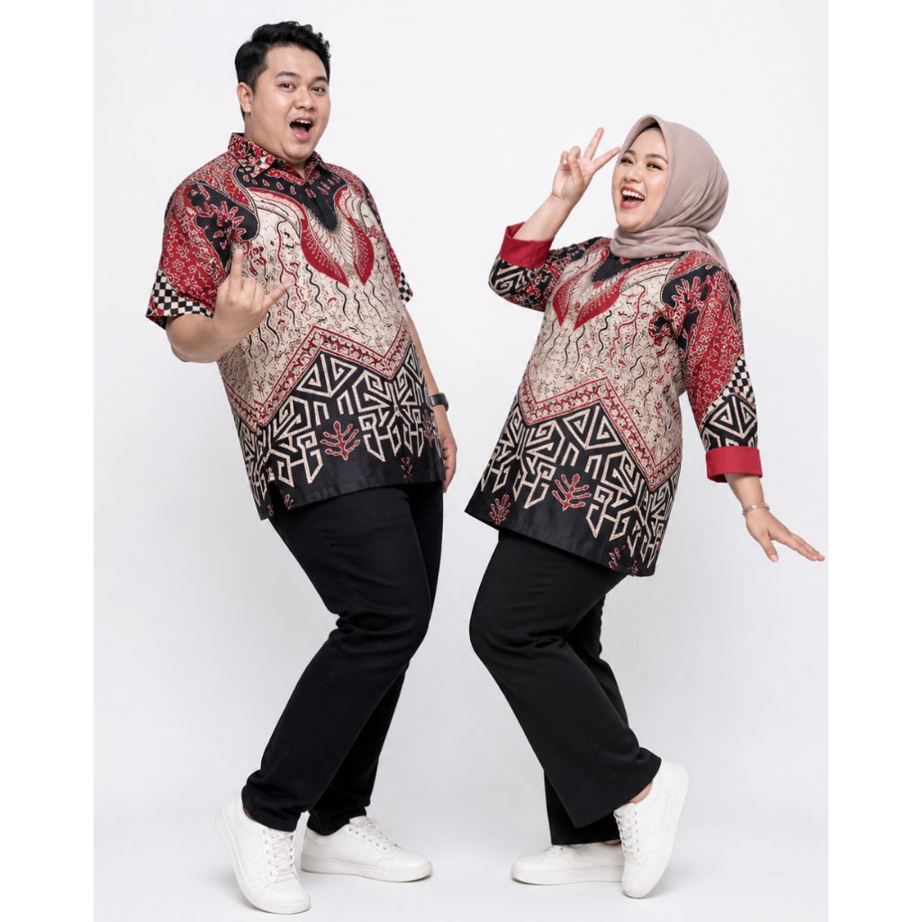 COUPLE BLOUSE BATIK MODERN SARIMBIT BLUS JUMBO SERAGAM BLOUSE BATIK