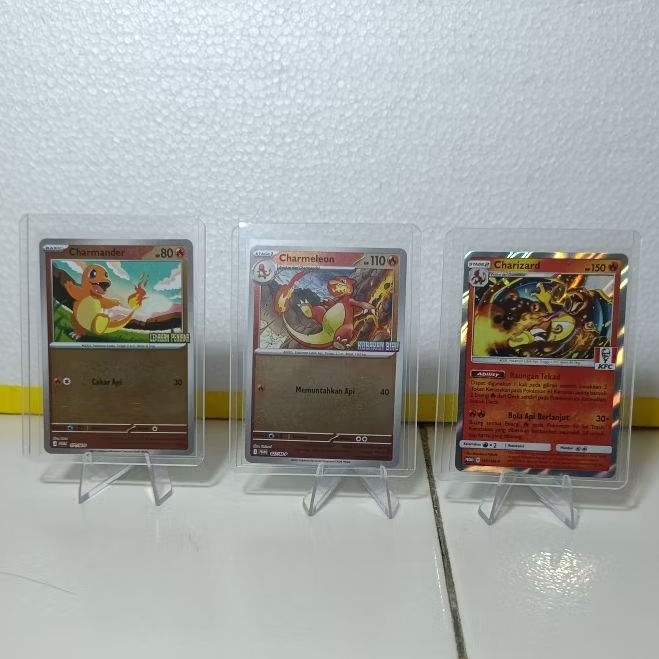 set evolusi charmander charmeleom charizard kartu promo holo limited charizard kfc