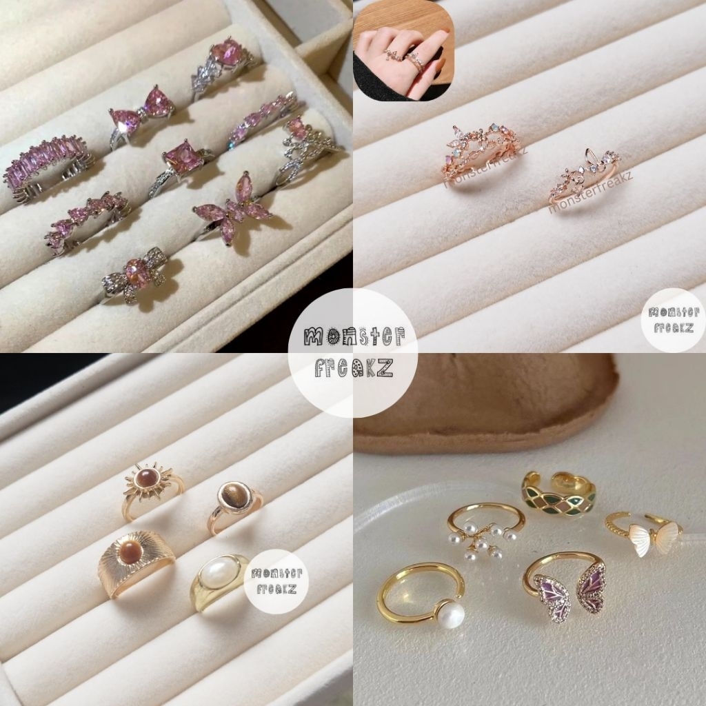Flo Butterfly Gold Ring | Cincin Emas Vintage Adjustable, Cincin Pria Wanita, Retro Aesthetic Artsy