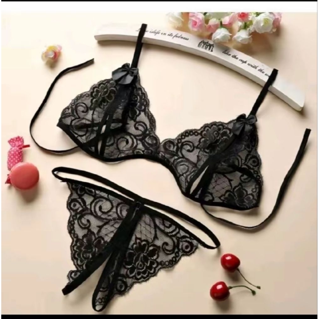 (JUMBO) Set bra + G string Korea Style Renda Pita