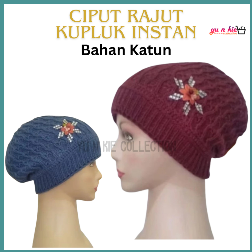 Kupluk Nenek-nenek Payet Bintang Ciput Rajut Emak emak bahan Wol tebal nyamand pakai sehari penggant
