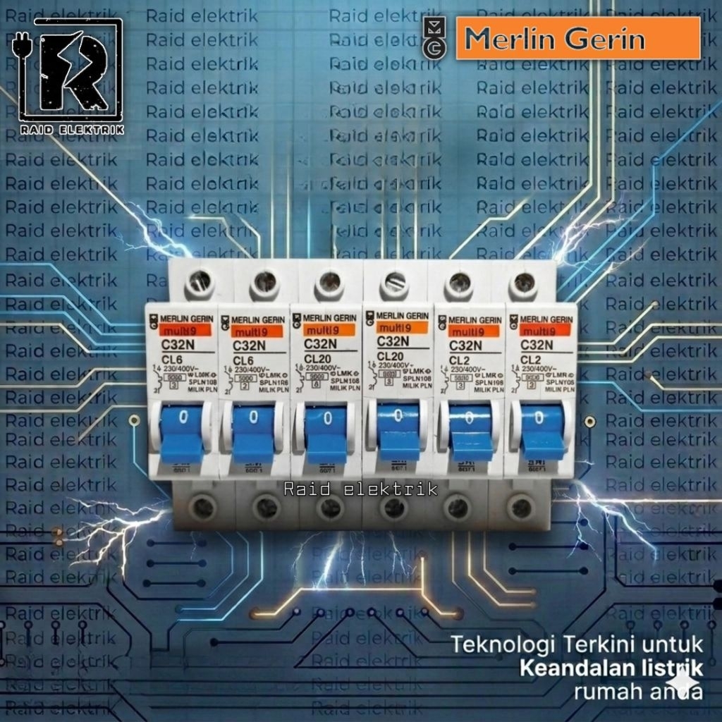 MCB Merlin Gerin Biru 2A 4A 6A 10A 16A 20A 25A 35A 50A MG Multi9 2 4 6 10 16 20 25 35 50 Ampere