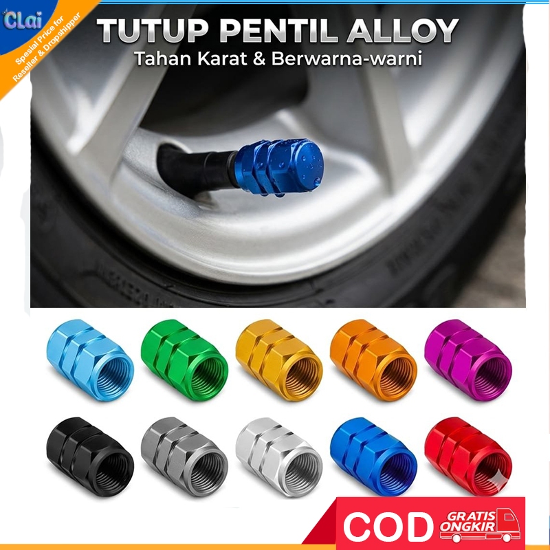 (clai) Tutup Pentil Ban Universal Alumunium Alloy Mobil Motor Tire Aloy Valve Caps