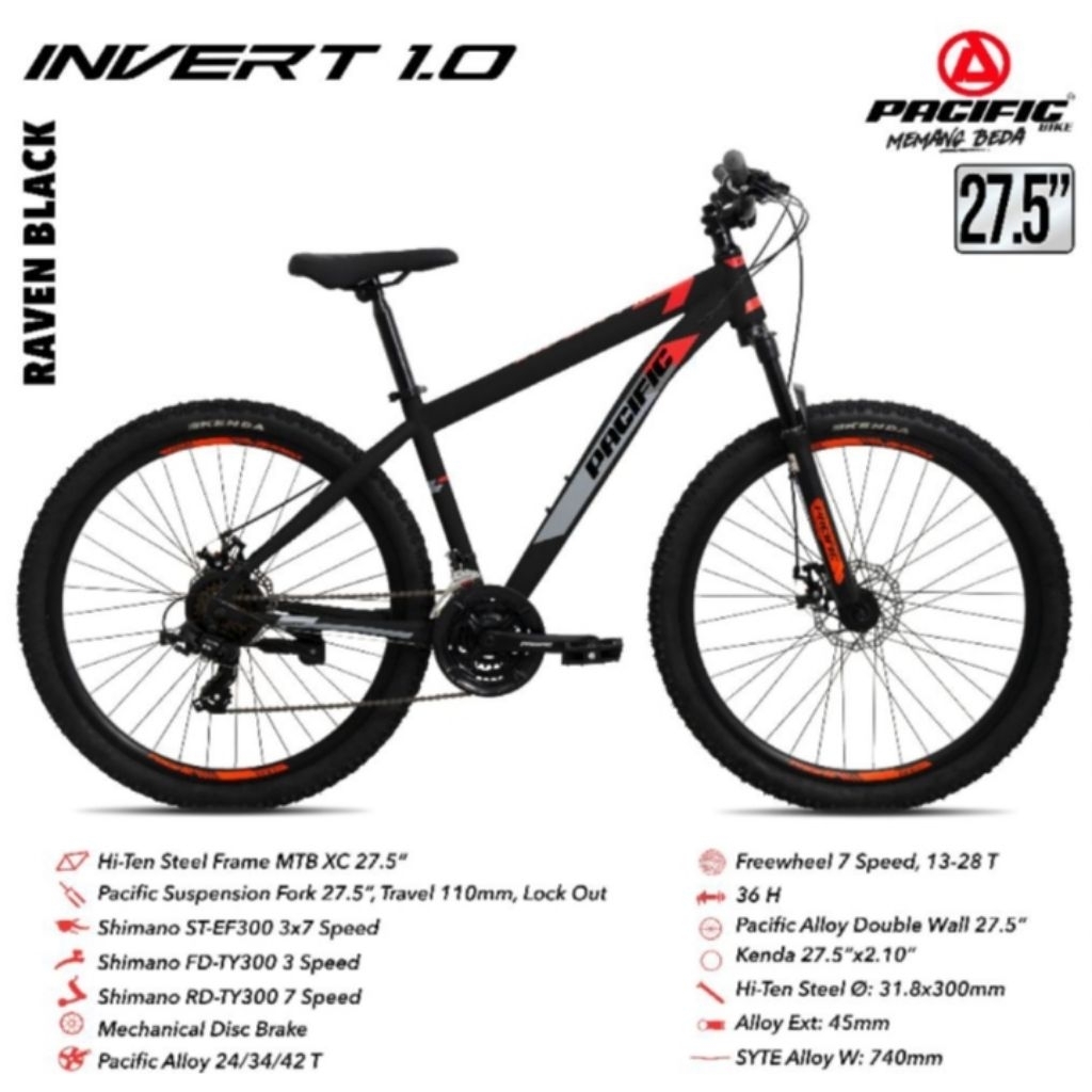 SEPEDA MTB/SEPEDA GUNUNG 27"5 INVERT 1.0 7SPEED PACIFIC