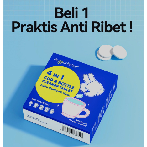 Project Better 4in1 Cleaner Tablet 1 Box isi 20 Pcs / Pembersih Jamur & Noda Botol Minum, Tumblr, Pl