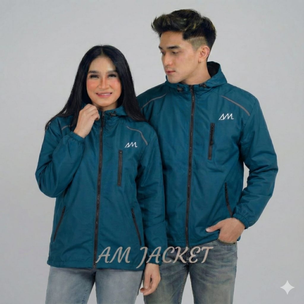 jaket couple pria wanita 100%original jaket waterproof bahan parasut premium