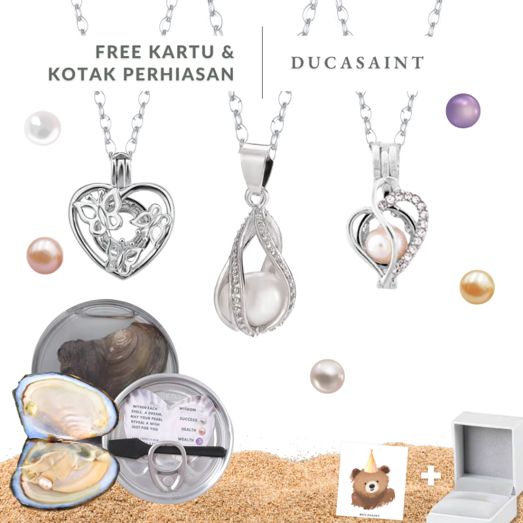 DucaSaint - Wish Pearl Necklace | Asli Mutiara Air Tawar Kalung Stainless Steel Viral Hadiah Hampers