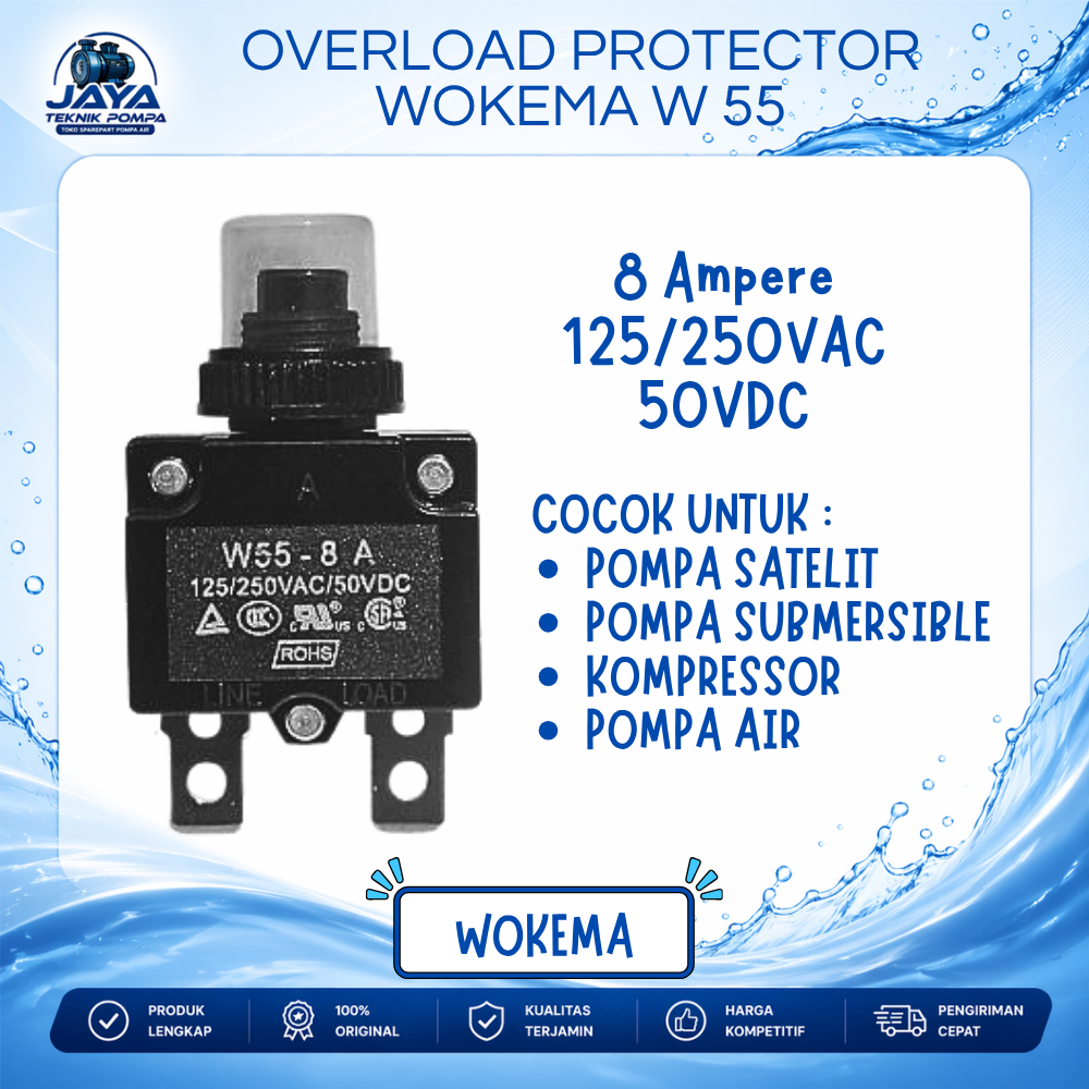 Overload Protector 8 Ampere WOKEMA W-55 - Overload Switch Protector Pompa Satelit / Submersible