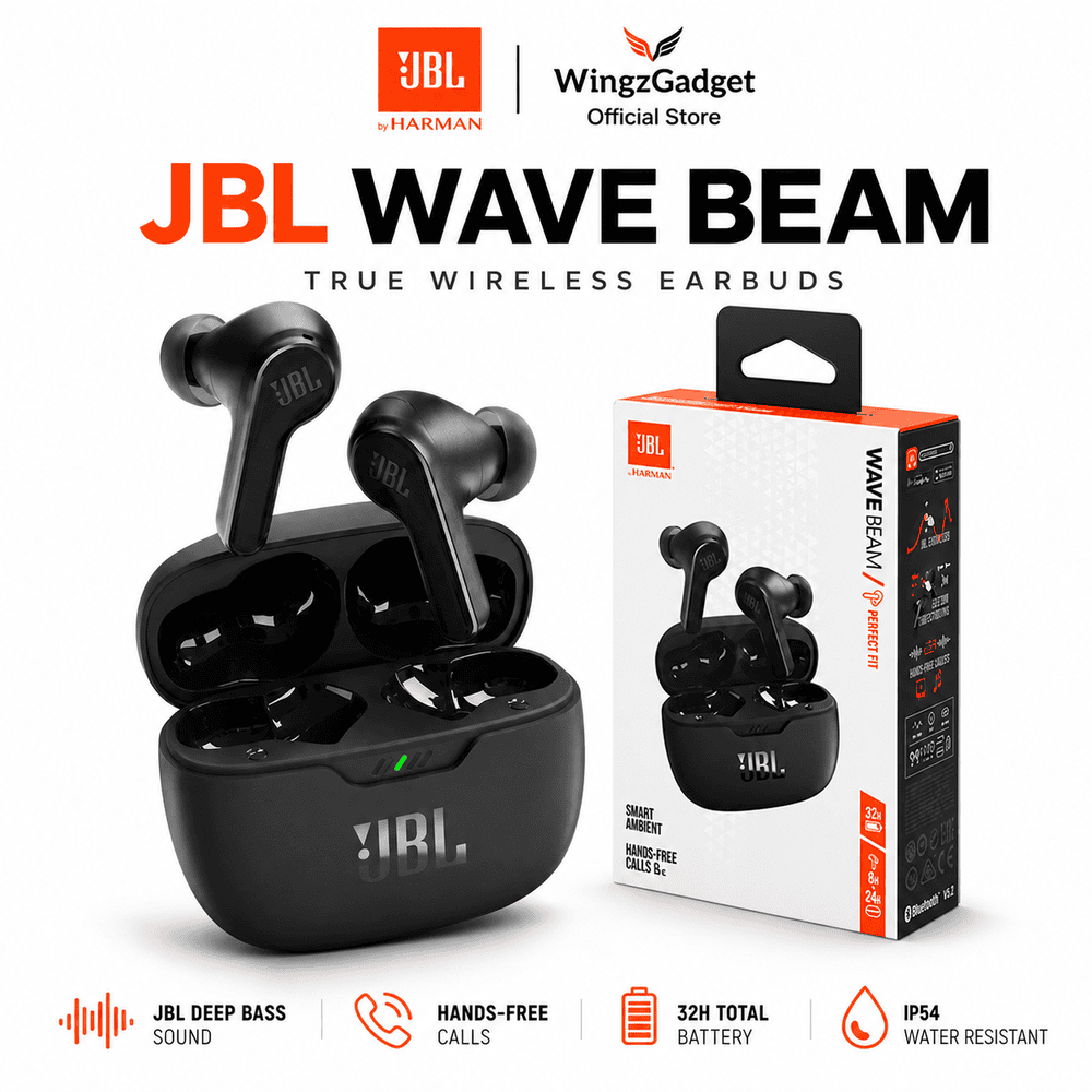 JBL Wave Beam TWS Headset Bluetooth Original Deep Bass Stereo