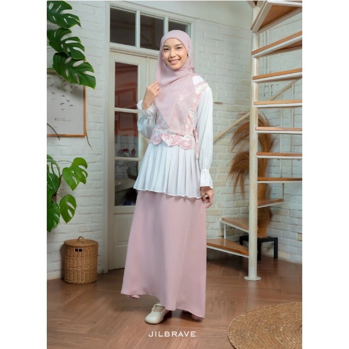 (BARU) JILBRAVE Canthya Dress Gamis Set Outer Vest Batik Ukuran S